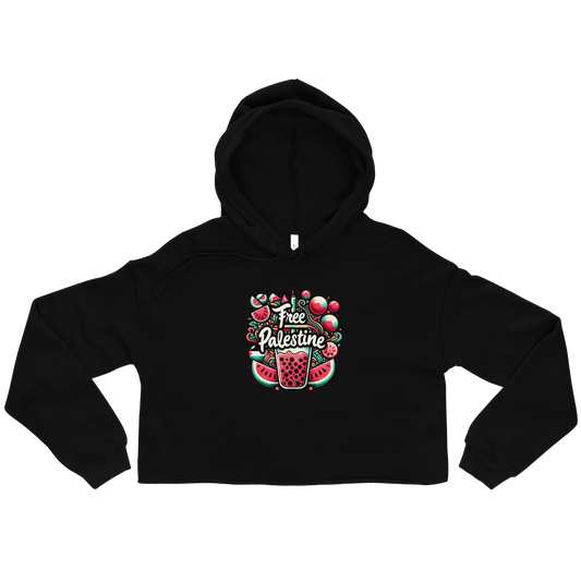 black free فلسطین watermelon cropped hoodie